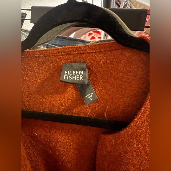 Eileen Fisher Women Rust Felted Alpaca Wool Melange Cardigan Sweater - Picture 6 of 6